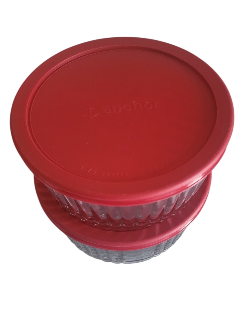 Anchor Hocking Glass Storage Bowls with Red Lids - Set of 2